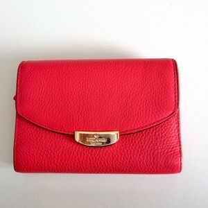 Kate Spade New - Bright Cherry Red Flap Wallet - Pebbled Leather - NWOT